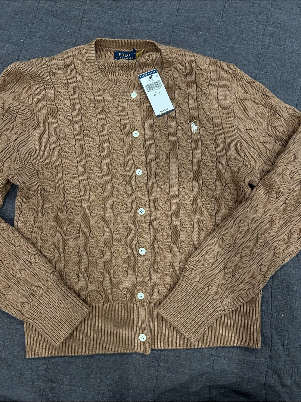 Polo by Ralph Lauren Camel Cable Knit Button Cardigan